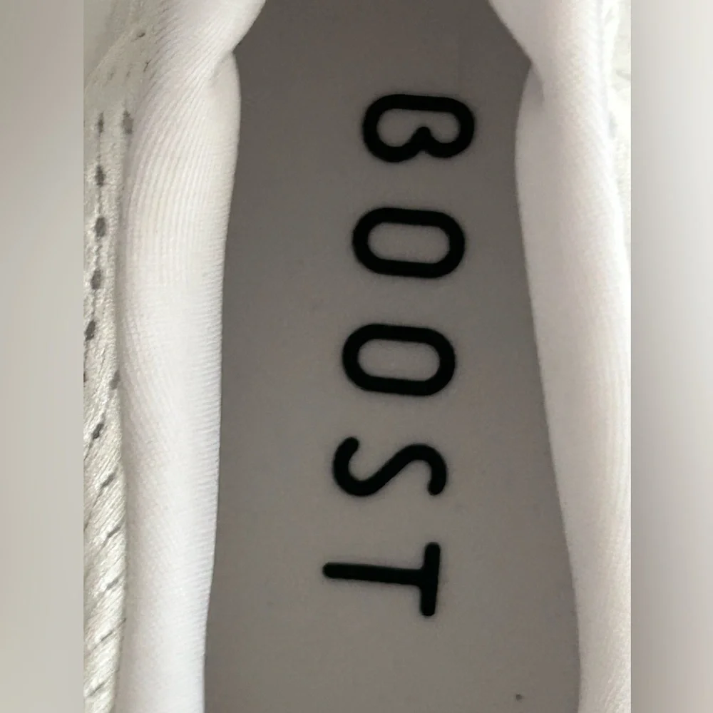 adidas White Knit Running Sneakers with Boost Midsole